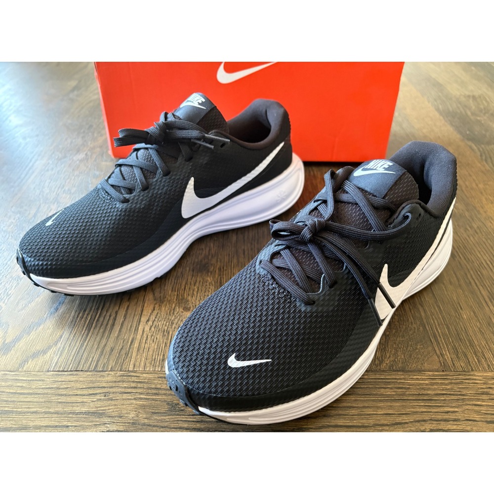 Nike Revolution 8 Wide Black White Running Shoes HQ1996-001 Mens 8 Womens 9.5